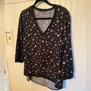 Tibi Star V-Neck Medium Long Sleeve Star Blouse